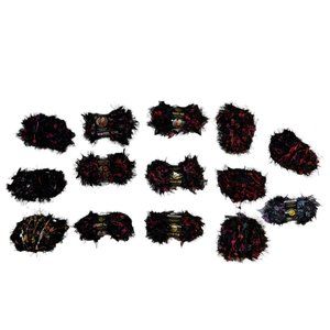 New Used Lion Brand Fancy Faux Fur Mixed Lot 14 Skeins Orange Black Red 39 Yards